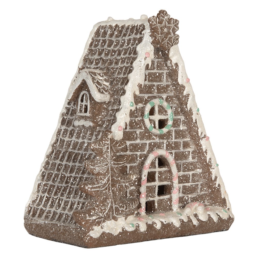 Gingerbread house met LED 17x10x18 cm Bruin Kunststof