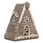Gingerbread house met LED 17x10x18 cm Bruin Kunststof