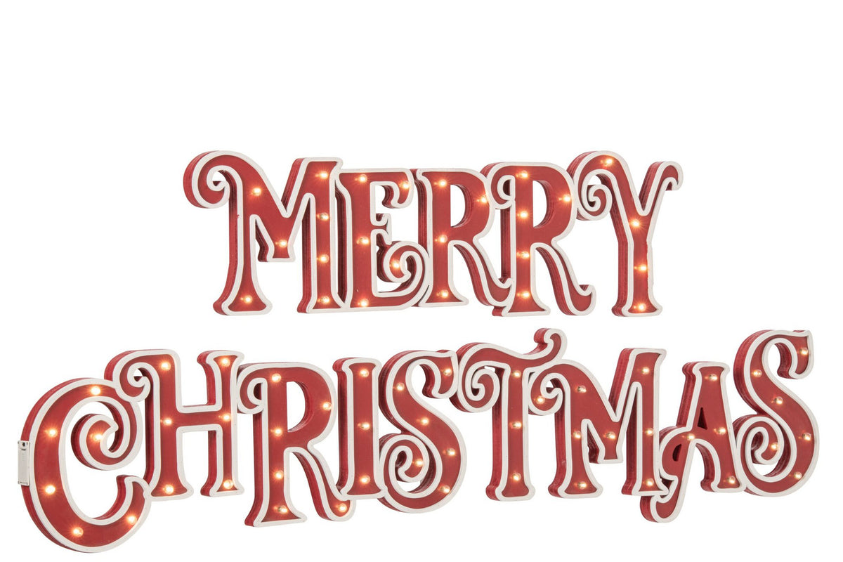 J-Line Xmas decoratie - hout - rood/wit