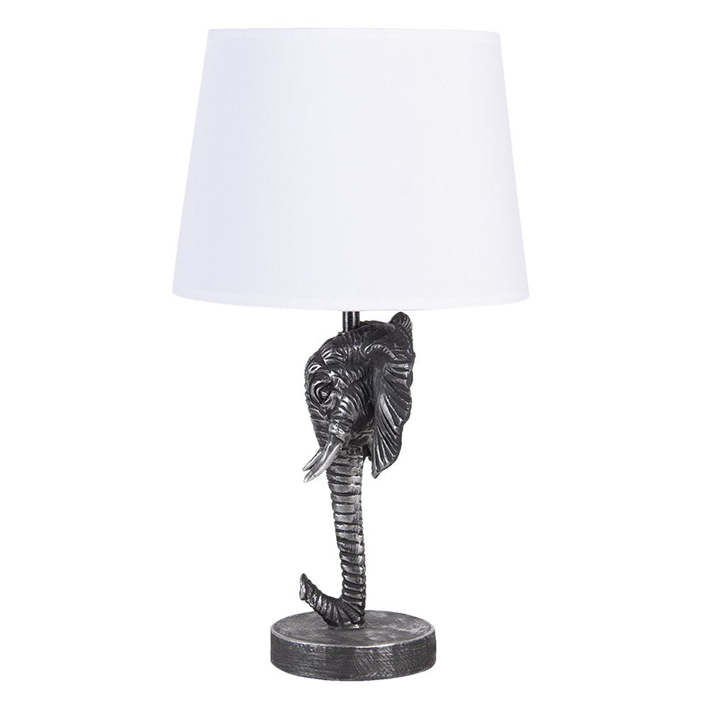 Tafellamp Olifant 23x23x41 cm Zwart Wit Polyresin Bureaulamp