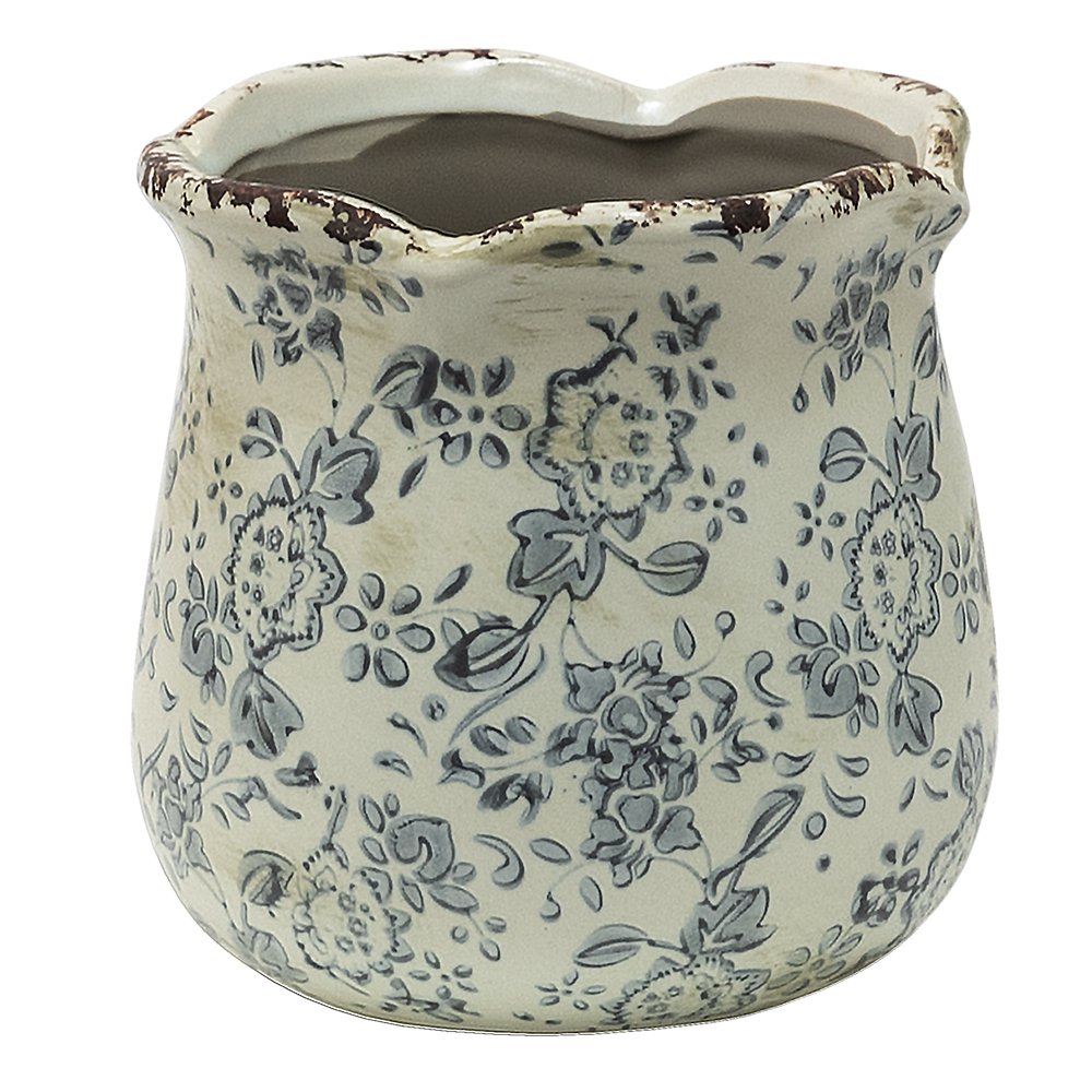 Bloempot Ø 15x14 cm Grijs Beige Keramiek Bloemen Bloempot Binnen