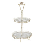 Etagère 2 laags Ø 36x65 cm Wit IJzer Serveerschaal