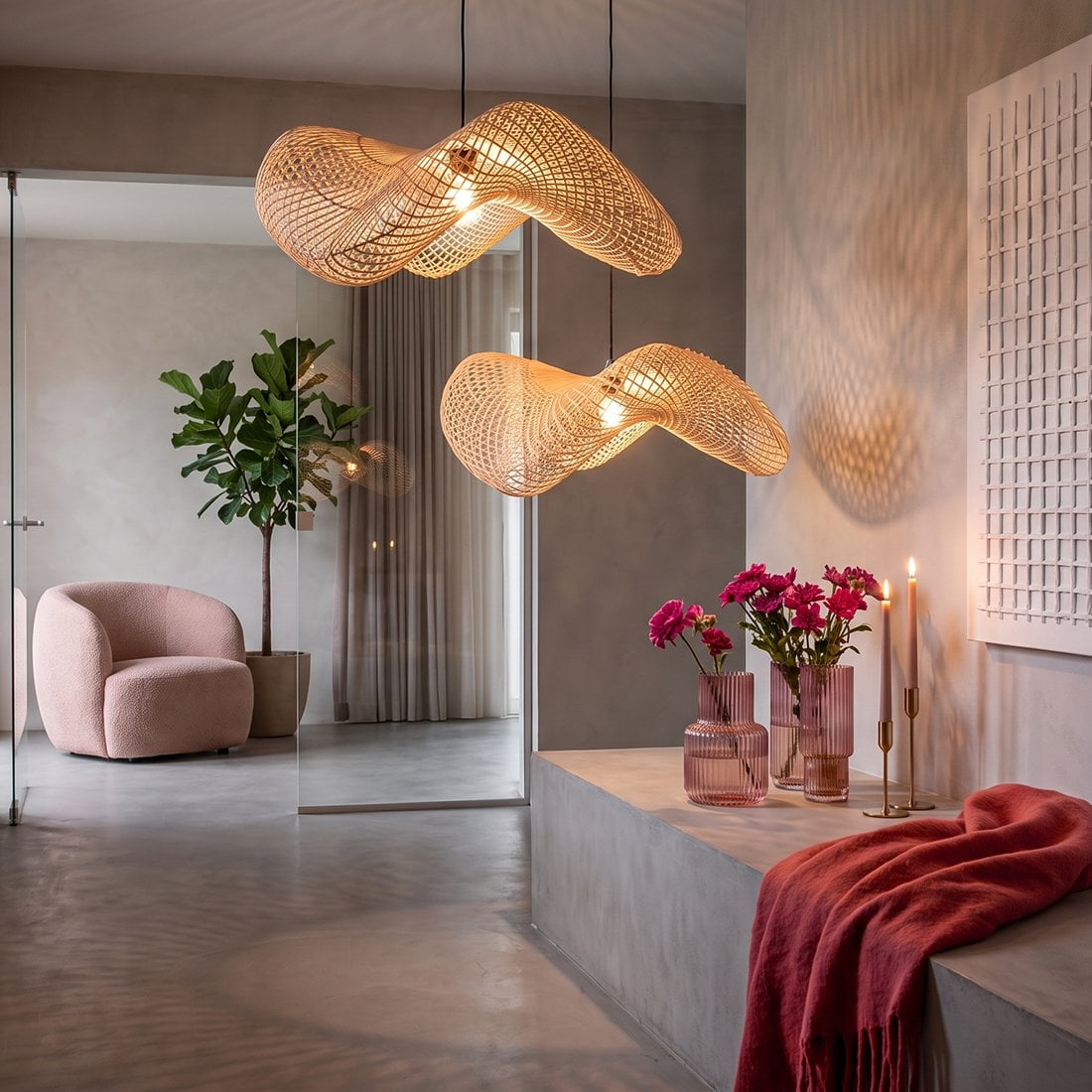 Wave hanglamp naturel large