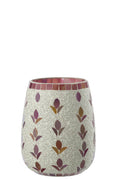 J-Line kaarshouder - glas - wit/fuchsia - L