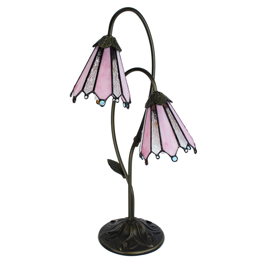 Tiffany Tafellamp 61 cm Bruin Roze polyresin Tiffany Bureaulamp