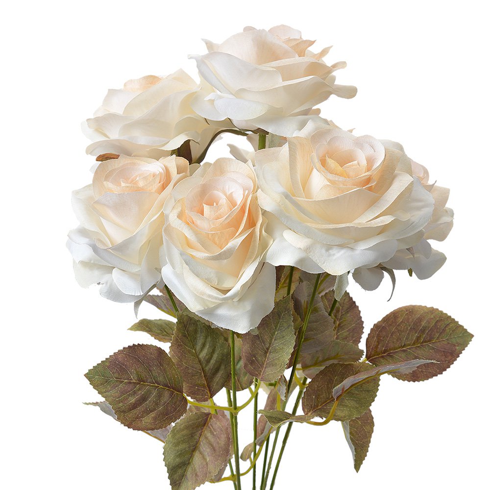 Kunstbloem Roos 47 cm Wit Kunststof Kunstplant