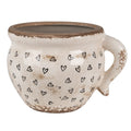 Bloempot 20x17x15 cm Beige Zwart Keramiek Hartjes Bloempot Binnen
