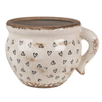 Bloempot 20x17x15 cm Beige Zwart Keramiek Hartjes Bloempot Binnen
