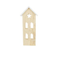 Huisje met ster hout 2x8x18cm wit/naturel