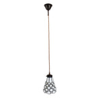 Hanglamp Tiffany Ø 15x115 cm wit Bruin Glas Hanglamp Eettafel