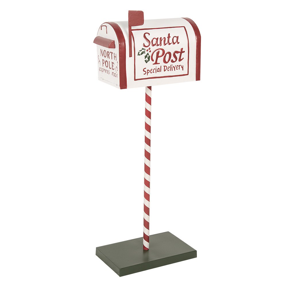 Kerstdecoratie Brievenbus 19x33x92 cm Wit Rood Metaal