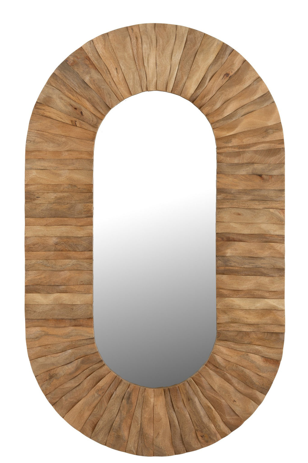 J-Line spiegel Curve Ovaal - hout - naturel
