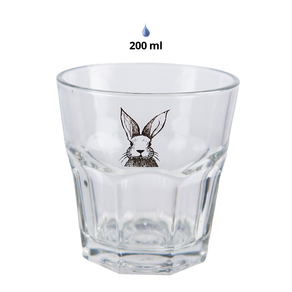 Waterglas 200 ml Transparant Glas Konijn Drinkbeker