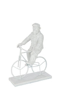 J-Line decoratie Aap Fiets - polyresin - wit - small