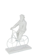 J-Line decoratie Aap Fiets - polyresin - wit - small