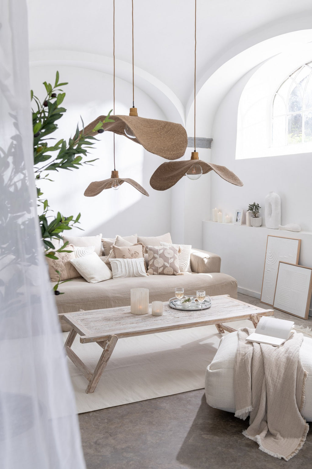 J-Line hangende Lamp Moonj - gras - naturel - large