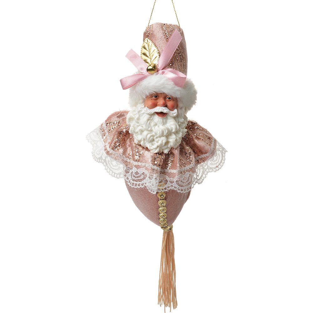 Kersthanger Kerstman 35 cm Roze Textiel