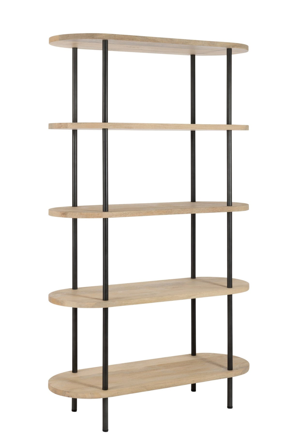 J-Line Rek Eli 5Planken Mango Hout/Staal Naturel/Grijs