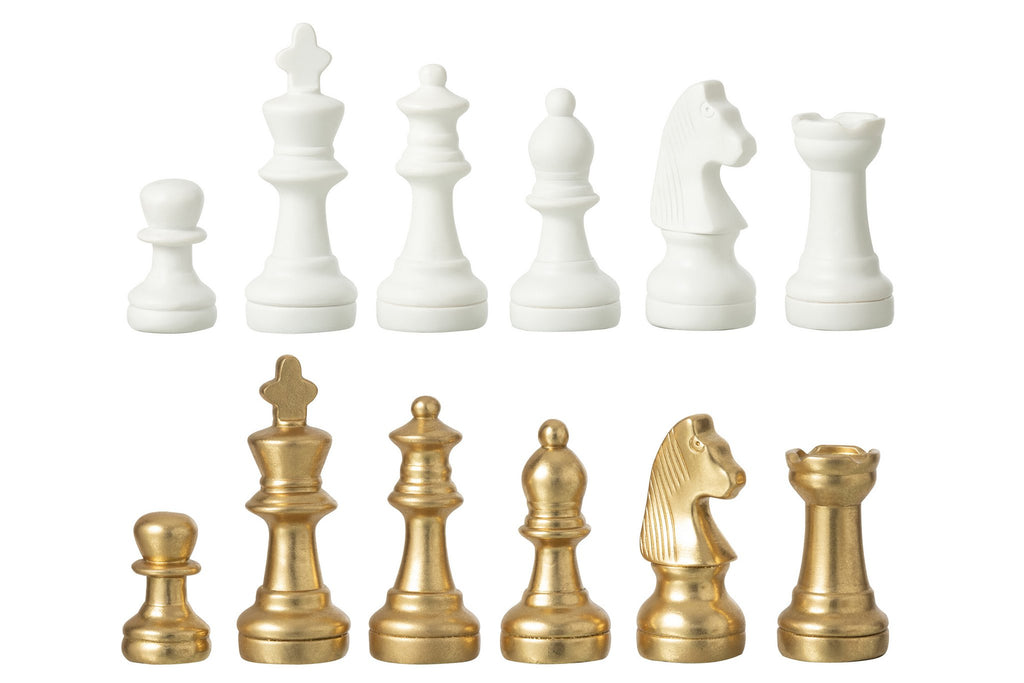 J-Line decoratie Schaakstuk - polyresin - goud/wit