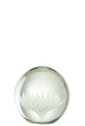 J-Line presse-papier Aster Rond - glas - transparant/wit