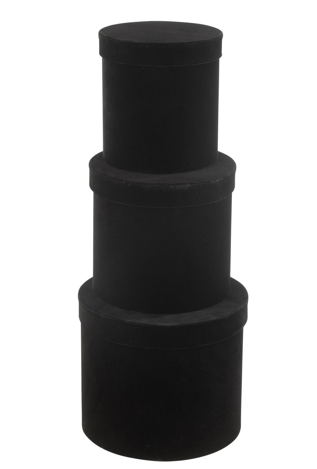 J-Line doos Rond - fluweel/papier - zwart - 3 stuks
