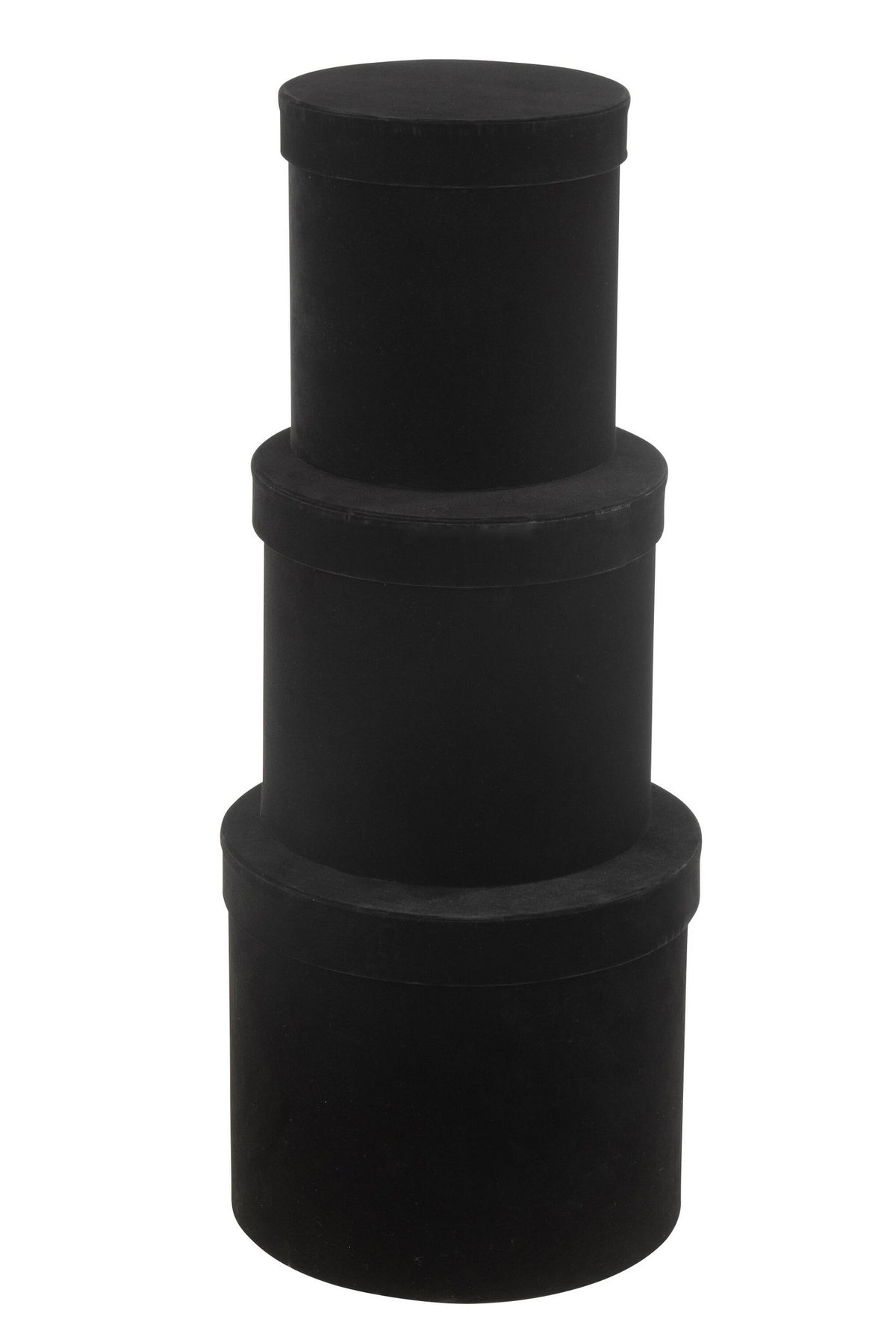 J-Line doos Rond - fluweel/papier - zwart - 3 stuks