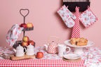 Theedoek 50x70 cm Rood Wit Katoen Ruit Keukenhanddoek