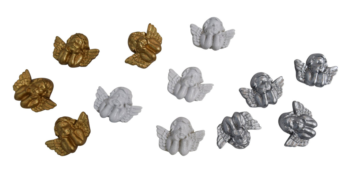 Strooi engeltjes (Raffael) polyresin 12st. 2cm gd/zr/wt