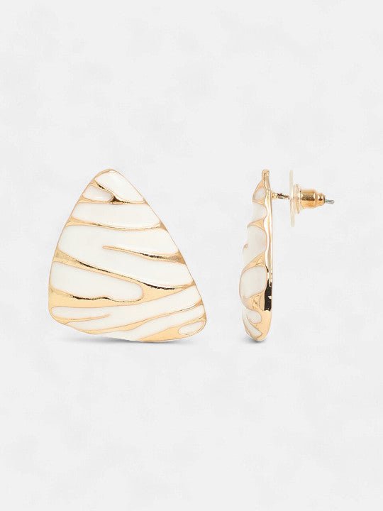 Witte oorknopjes – mode-sieraden – vergulde afwerking