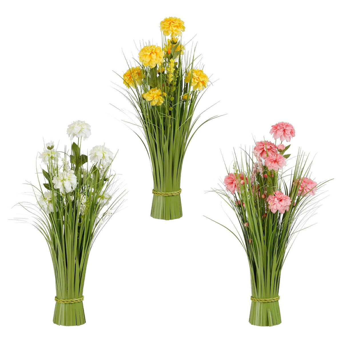 Bloem bundel creme geel roze 3 assorti