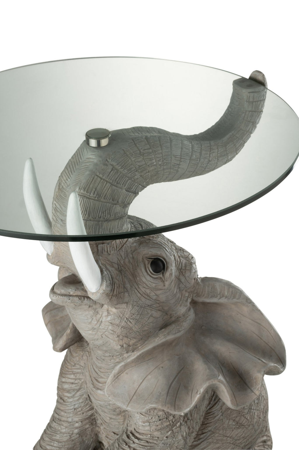 J-Line tafel Olifant - poly/glas - grijs