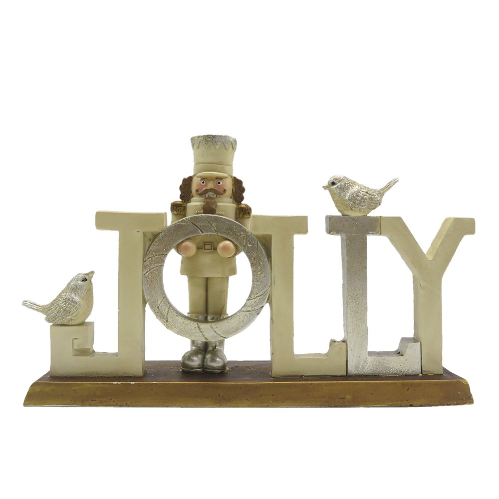 Beeld Notenkraker 18 cm Beige Kunststof Kerstdecoratie