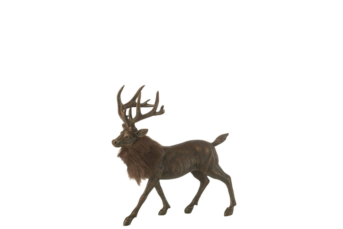 J-Line figuur Hert bont - polyresin - bruin - small