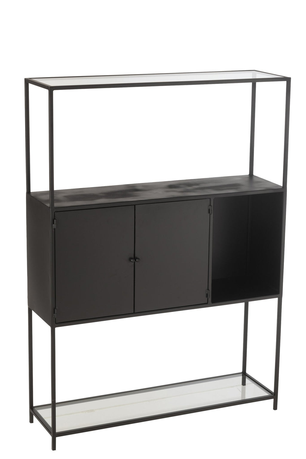 J-Line rek - metaal/glas - zwart