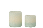 J-Line theelichthouder Steen - glas - wit - set van 2