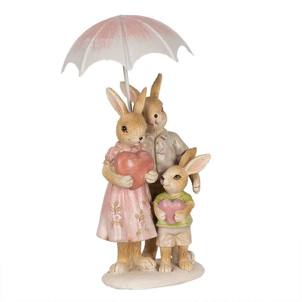 Beeld Konijn 15 cm Bruin Roze Polyresin Paasdecoratie