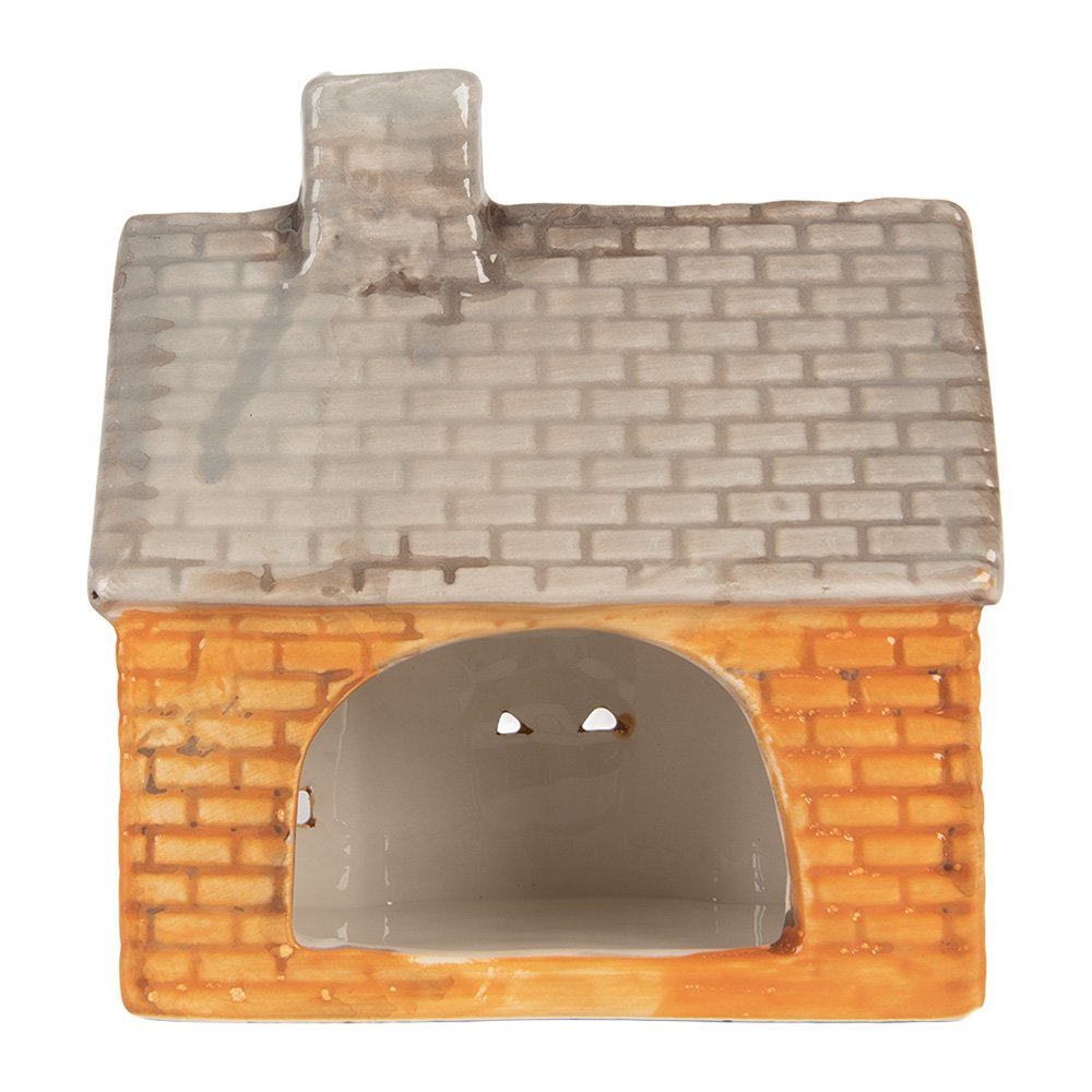 Waxinelichthouder Huis 13x8x14 cm Oranje Keramiek