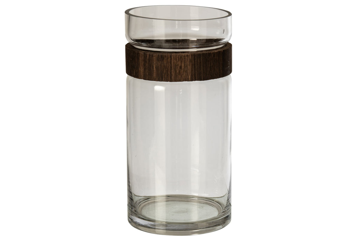 J-Line Cilindervaas - glas - donkerbruin/transparant - large