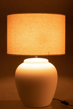 J-Line lamp Meli + kap - keramiek/linnen - wit - large