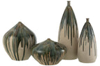 J-Line vaas Hoog Verf - keramiek - naturel/groen - 45 cm hoog