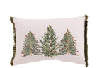 J-Line kussen Kerstbomen - katoen - wit/donkergroen
