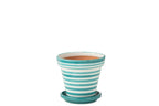 J-Line bloempot Granada Stripes - keramiek - aqua - medium - Ø 27 cm