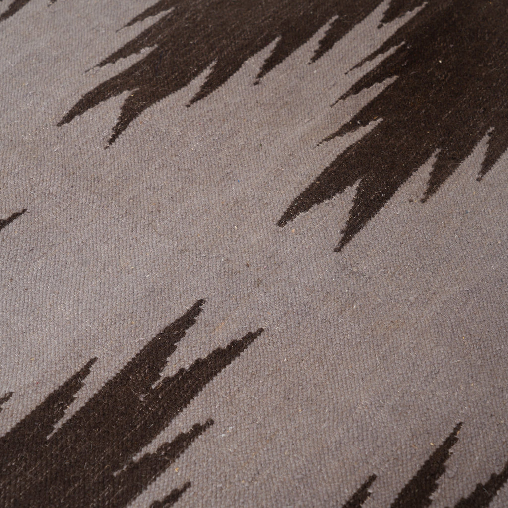 Geometrisch vloerkleed – handgeweven wollen katoen-bruine Ikkat