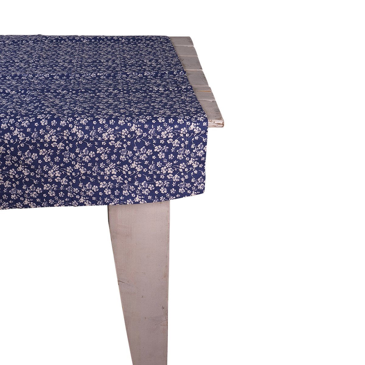 Nina Tafelkleed Textiel blauw wit 100x100cm