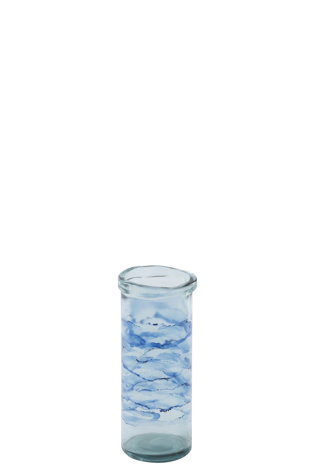 J-Line windlicht Cilinder Golf - glas - blauw