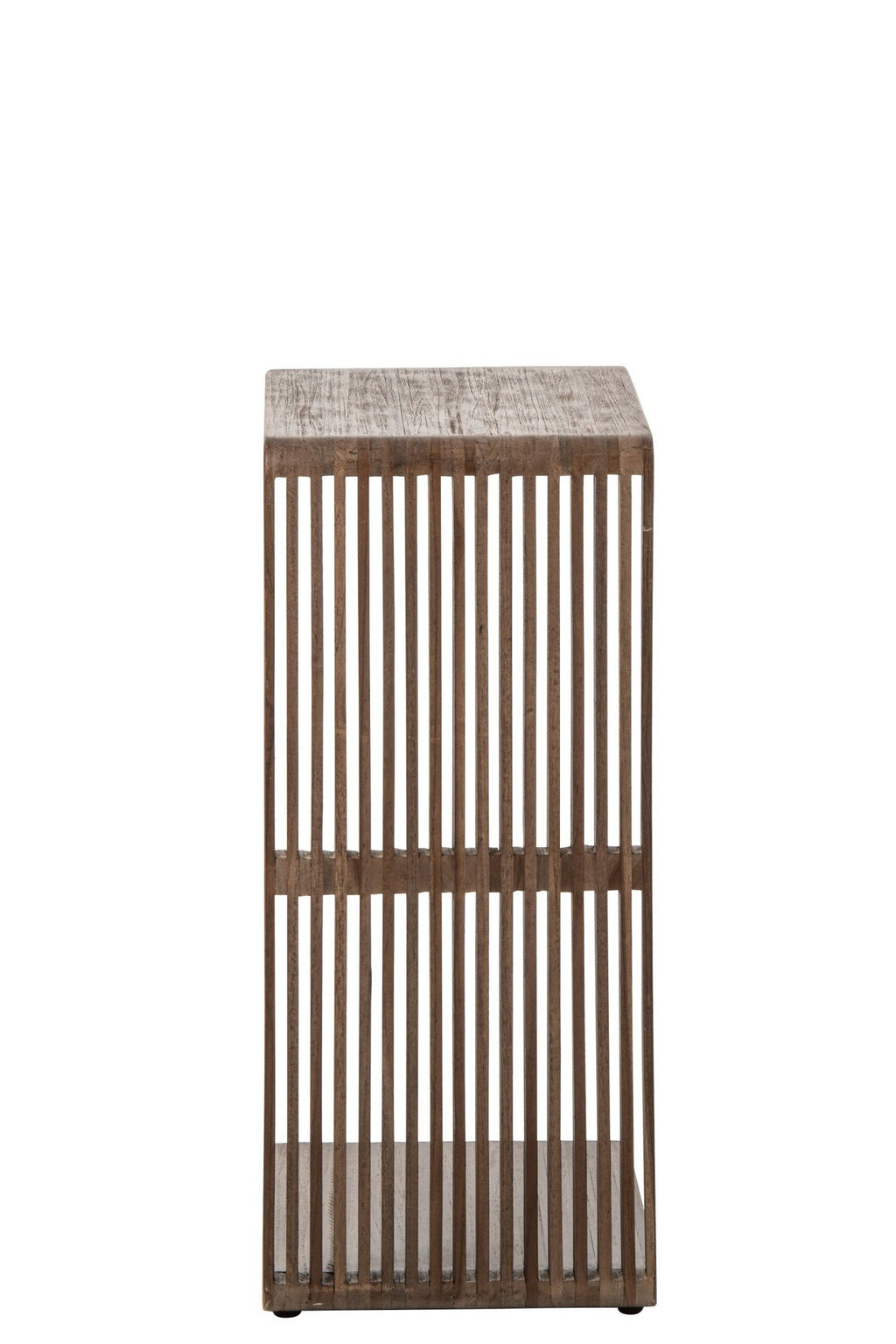J-Line Bijzettafel met latten - gerecycled hout - donkerbruin