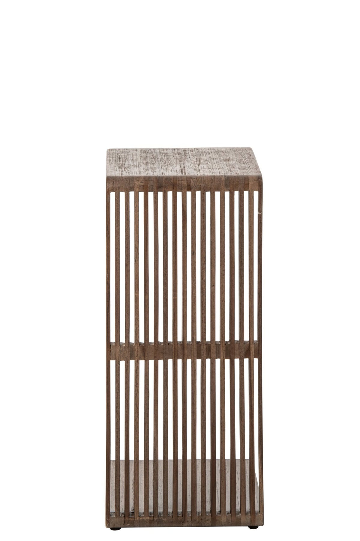 J-Line Bijzettafel met latten - gerecycled hout - donkerbruin