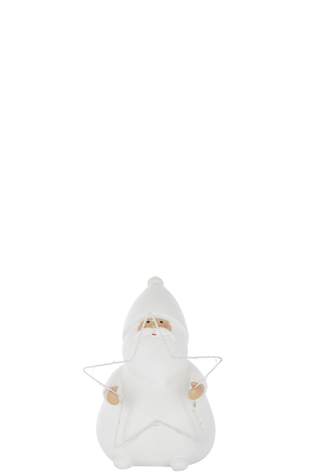 J-Line figuur Kerstman Ster - polyresin - wit - S - LED lichtjes