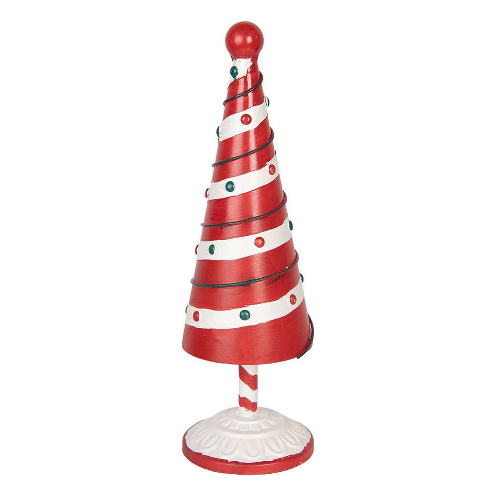 Kerstdecoratie Beeld Kerstboom Ø 12x36 cm Rood Wit Metaal