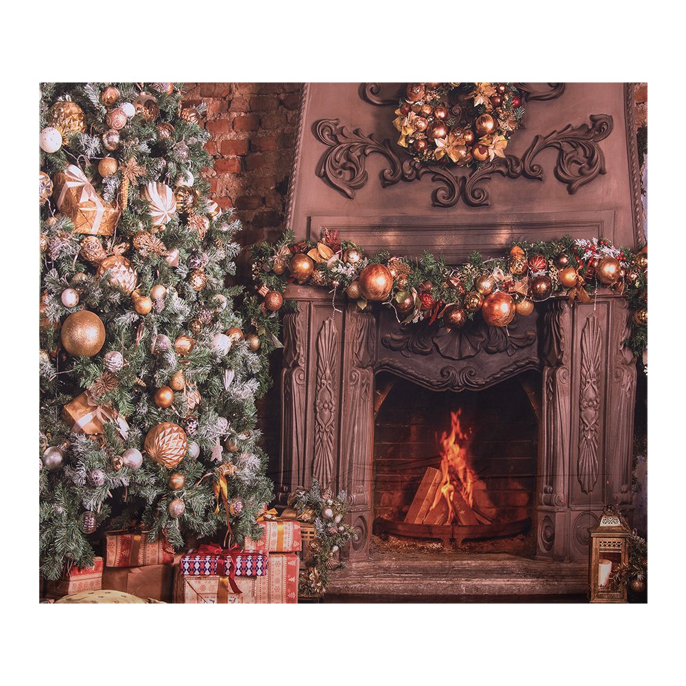 Kerst Achtergronddoek 180x210 cm Bruin Textiel Kerstboom
